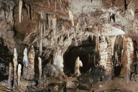 Abundance of stalactites and stalagmites in the main branch